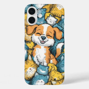 Coques iPhone 16 Plus Joyeuse Coupe dans une mer de chats