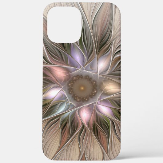 Coques Case-Mate iPhone Joyeuse Fleur Abstrait Beige Brown Floral Fractal (Verso)