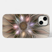 Coques Case-Mate iPhone Joyeuse Fleur Abstrait Beige Brown Floral Fractal (Verso (horizontal))