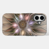 Coques Case-Mate iPhone Joyeuse Fleur Abstrait Beige Brown Floral Fractal (Verso (horizontal))