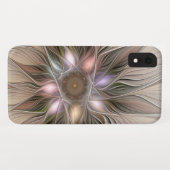 Coques Case-Mate iPhone Joyeuse Fleur Abstrait Beige Brown Floral Fractal (Dos (Horizontal))
