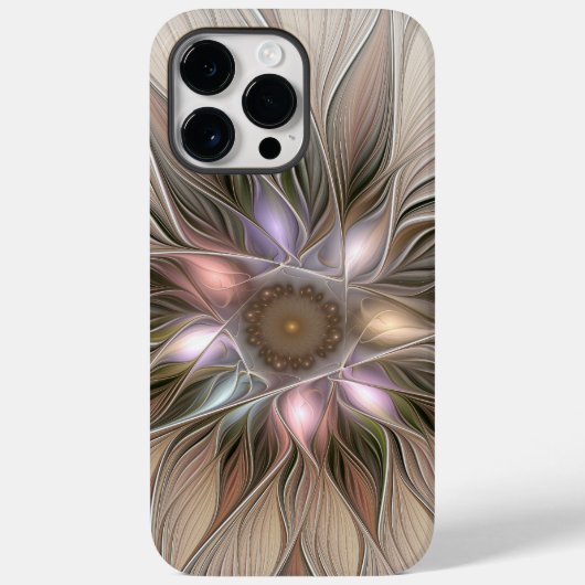 Coques Case-Mate iPhone Joyeuse Fleur Abstrait Beige Brown Floral Fractal (Verso)