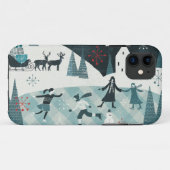 Coques Case-Mate iPhone Joyeuse scène de patinage de Christmastime (Dos (Horizontal))