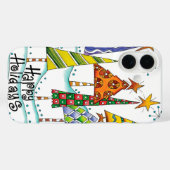 Coques Case-Mate iPhone Joyeuses Fêtes ! Jolis sapins de Noël avec des éto (Verso (horizontal))