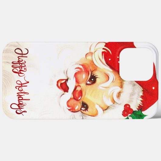 Coques Case-Mate iPhone Joyeuses fêtes, Santa Claus Retro (Verso (horizontal))
