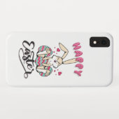 Coques Case-Mate iPhone Joyeuses Pâques du charmant Lapin de Pâques (Dos (Horizontal))