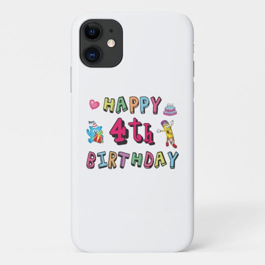 Coques Case-Mate iPhone Joyeux 4e anniversaire. 4 ans b-jour. (Dos)