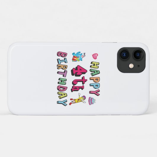 Coques Case-Mate iPhone Joyeux 4e anniversaire. 4 ans b-jour. (Dos (Horizontal))