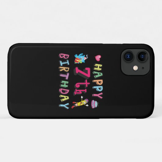 Coques Case-Mate iPhone Joyeux 7ème anniversaire. 7 ans. (Dos (Horizontal))