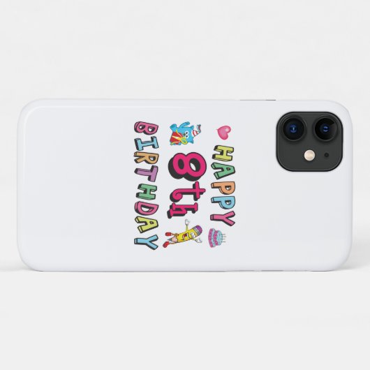 Coques Case-Mate iPhone Joyeux 8e anniversaire. 8 ans b-jour. (Dos (Horizontal))