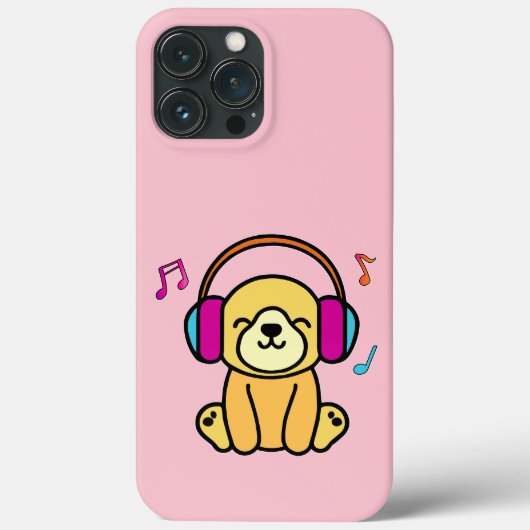 Coques Case-Mate iPhone Joyeux bébé chiot souriant avec casque. (Verso)
