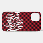 Coques Case-Mate iPhone Joyeux Bright Red Buffalo Plaid Tartan Xmas (Verso (horizontal))