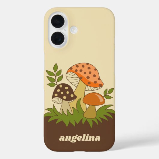 Coques Case-Mate iPhone Joyeux champignons avec nom personnalisé (Verso)