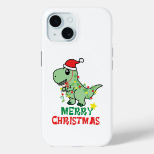 Coque Pour iPhone 15 joyeux dinosaure de noël