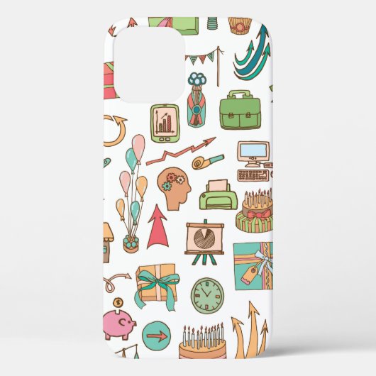 Coques Case-Mate iPhone Joyeux éléments de bureau d'anniversaire dans croq (Verso)