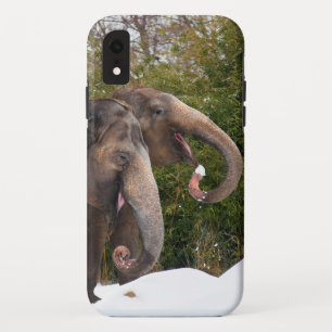 Case-Mate iPhone Case Joyeux éléphants souriants jouant dans la neige.