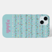 Coques Case-Mate iPhone Joyeux et Bleu clair lumières de Noël (Verso (horizontal))