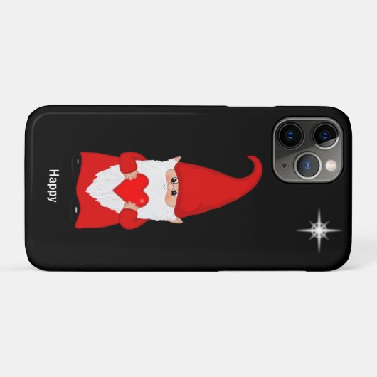 Coques Case-Mate iPhone Joyeux gnome avec coeur sur noir (Dos (Horizontal))