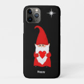 Coques Case-Mate iPhone Joyeux gnome avec coeur sur noir (Dos)