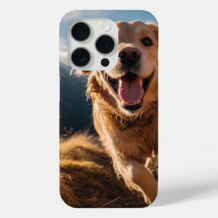 Coque iPhone 15 Pro Joyeux Golden Retriever en cours