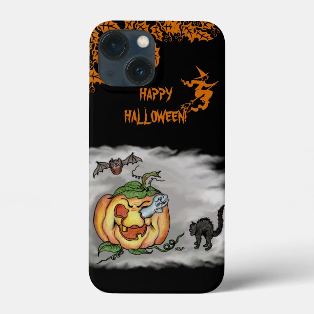 Coques Case-Mate iPhone Joyeux Halloween avec le Citrouille de chaume de c (Verso)