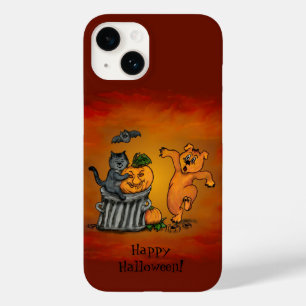 Coque Pour iPhone 14 Joyeux Halloween ! Chien et araignée de chauve-sou