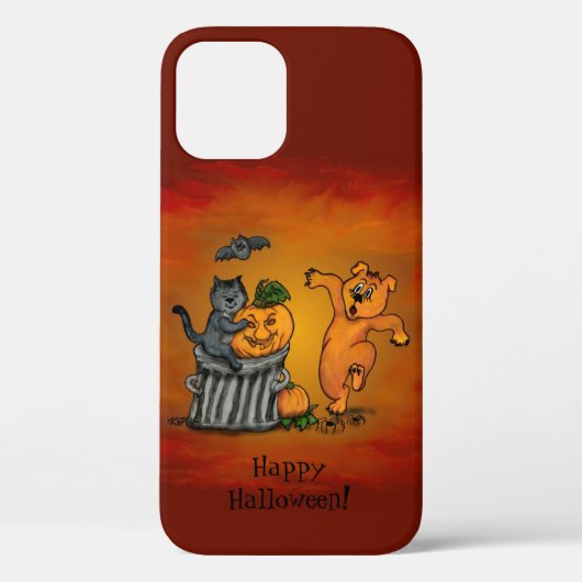 Coques Case-Mate iPhone Joyeux Halloween ! Chien et araignée de chauve-sou (Verso)
