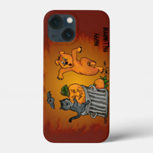 Etui iPhone 13 Mini Joyeux Halloween ! Chien et araignée de chauve-sou