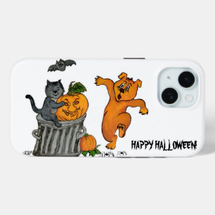 Coque Pour iPhone 15 Joyeux Halloween ! Chien et araignée de chauve-sou
