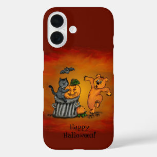 Coques iPhone 16 Joyeux Halloween ! Chien et araignée de chauve-sou