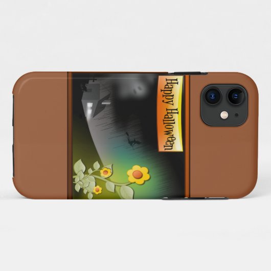 Coques Case-Mate iPhone Joyeux Halloween & Fleurs - (Dos (Horizontal))