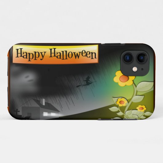 Coques Case-Mate iPhone Joyeux Halloween & Fleurs - (Dos (Horizontal))