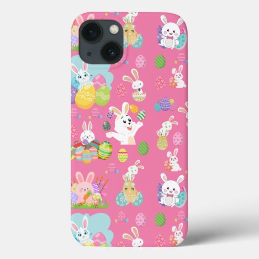 Coques Case-Mate iPhone Joyeux Jour de Pâques - Motif Drôle Lapin Et Oeufs (Verso)