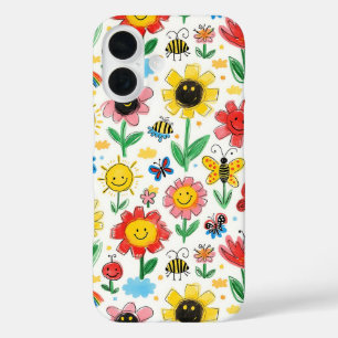 Coques iPhone 16 Joyeux jours - Fleur joyeuse et Motif d'amis