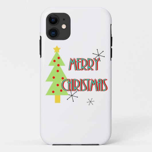 Coques Case-Mate iPhone joyeux noël arbre moderne milieu du siècle rouge b (Dos)