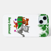 Coques Case-Mate iPhone Joyeux Noël avec chat et chiot (Verso (horizontal))
