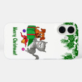 Coques Case-Mate iPhone Joyeux Noël avec chat et chiot (Verso (horizontal))