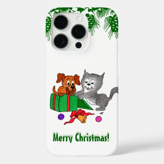 Coques Case-Mate iPhone Joyeux Noël avec chat et chiot (Verso)