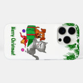 Coques Case-Mate iPhone Joyeux Noël avec chat et chiot (Verso (horizontal))