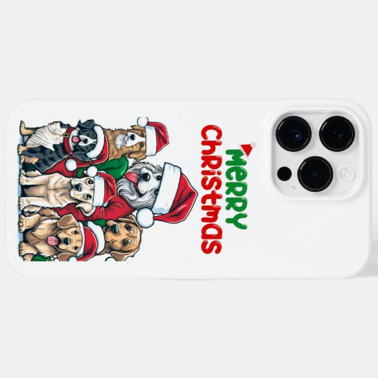 Coques Case-Mate iPhone Joyeux Noël avec des chiens (Verso (horizontal))