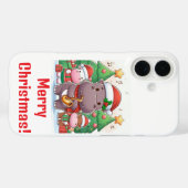 Coques Case-Mate iPhone Joyeux Noël avec Moo Deng (Verso (horizontal))