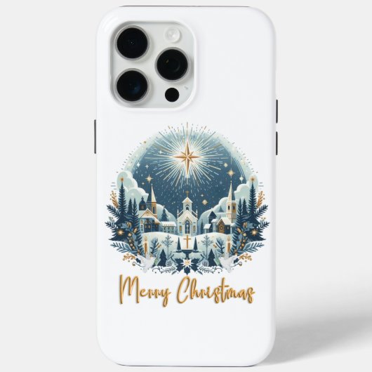 Coques Case-Mate iPhone Joyeux Noël bleu et or (Verso)