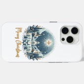 Coques Case-Mate iPhone Joyeux Noël bleu et or (Verso (horizontal))