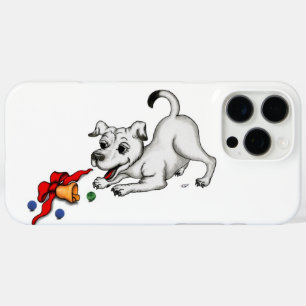 Coques iPhone 16 Pro Max Joyeux Noël ! Chiot avec Bell et Ball