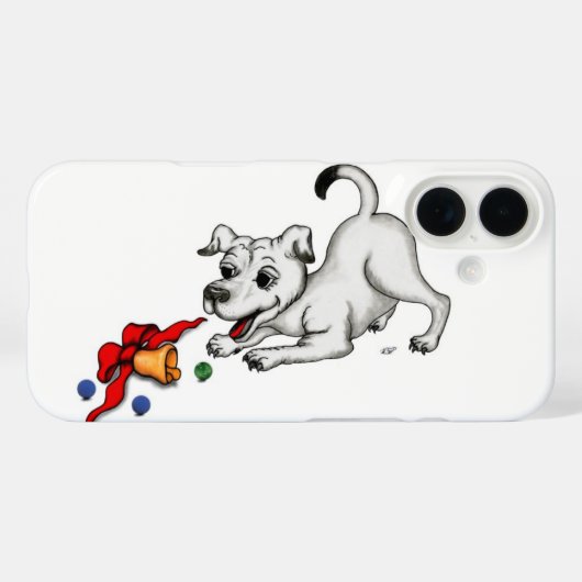 Coques Case-Mate iPhone Joyeux Noël ! Chiot avec Bell et Ball (Verso (horizontal))