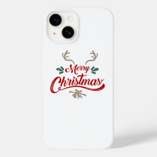 Coque Pour iPhone 14 Joyeux Noël Design Vintage Rouge et vert