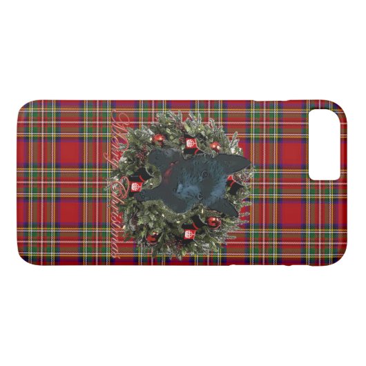 Coques Case-Mate iPhone Joyeux Noël écossais (Dos (Horizontal))