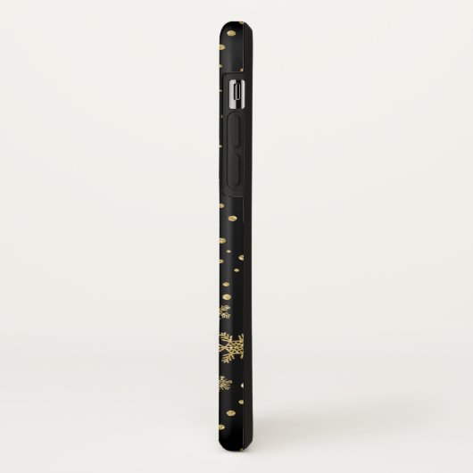 Coques Case-Mate iPhone Joyeux Noël Monogramme Golden Snowflakes (Dos/Gauche)