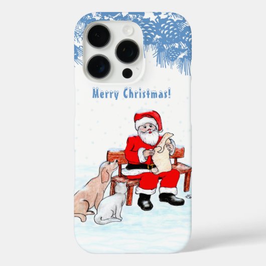 Coques Case-Mate iPhone Joyeux Noël - Père Noël avec chat et chien (Verso)