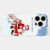 Coques Case-Mate iPhone Joyeux Noël - Père Noël avec chat et chien (Verso (horizontal))